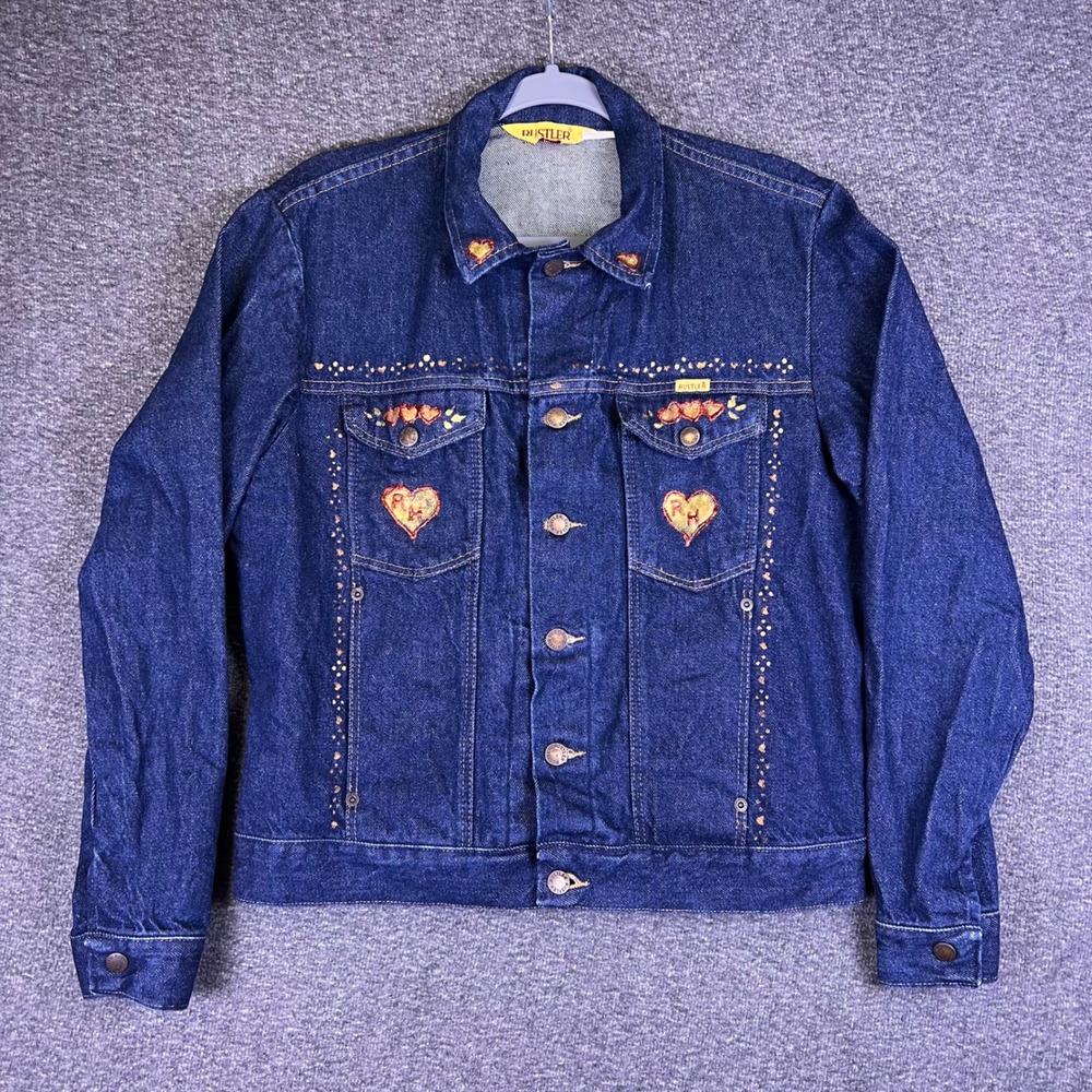 VTG Rustler Denim Jacket Mens Med Womens Custom Rachel Hand Painted Unicorn READ - Picture 12 of 16